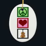 Décoration En Céramique Peace Love Cello<br><div class="desc">Un beau cadeau de Noël de violoncelle pour le grand violoncelliste de votre vie. Ce design Peace Love Cello présente un joli signe de paix,  un coeur et l'instrument de musique,  le violoncelle. Un cadeau idéal pour un membre du quatuor à cordes ou un chef d'orchestre.</div>