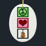 Décoration En Céramique Peace Love Cello<br><div class="desc">Un beau cadeau de Noël de violoncelle pour le grand violoncelliste de votre vie. Ce design Peace Love Cello présente un joli signe de paix,  un coeur et l'instrument de musique,  le violoncelle. Un cadeau idéal pour un membre du quatuor à cordes ou un chef d'orchestre.</div>