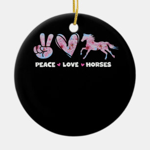 Décoration En Céramique Peace Love Horses Jote Horse Flower Racing H