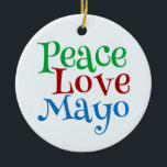 Décoration En Céramique Peace Love Mayonnaise Funny Mayo<br><div class="desc">Peace Love Mayonnaise cadeau pour quelqu'un qui aime les condiments et met yummy mayo sur toute sa nourriture,  y compris les subs,  hot-dogs,  hamburgers et sandwichs.</div>