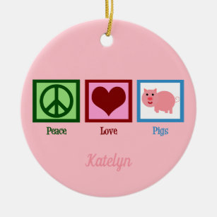 Décoration En Céramique Peace Love Pigs Cute Custom Pink Farm