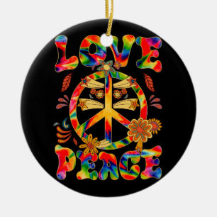 Décoration En Céramique Peace Sign Love Super 60S Les années 70 Tie Dye Hi