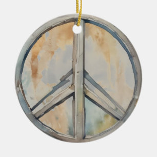 Décoration En Céramique Peace Sign Watercolor Peinture Art
