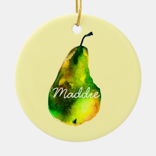 Décoration En Céramique Pear aquarelle fruit vert (Devant)