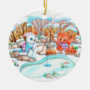 Décoration En Céramique Pêche à la glace