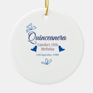 Décoration En Céramique Pêche bleu quinceanera 15e anniversaire rustique m