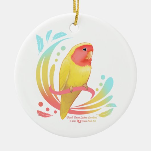 Décoration En Céramique Pêche face Lutino Lovebird (Devant)