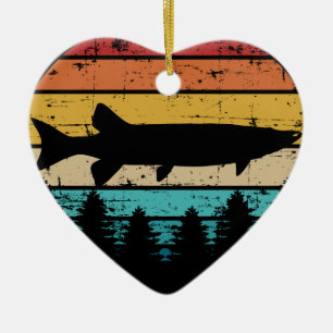 Décoration En Céramique Pêche Muskie vintage rétro