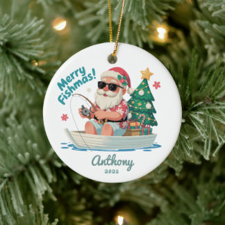 Décoration En Céramique Pêche Père Noël Noël