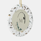 Décoration En Céramique Pêche Rod & Reel Poisson Thème Pêcheur Monogramme (Droite)