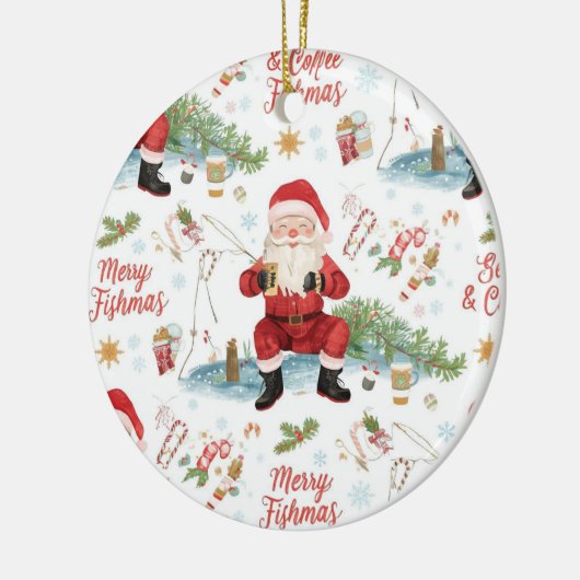 Décoration En Céramique Pêche thème de Noël (Gauche)