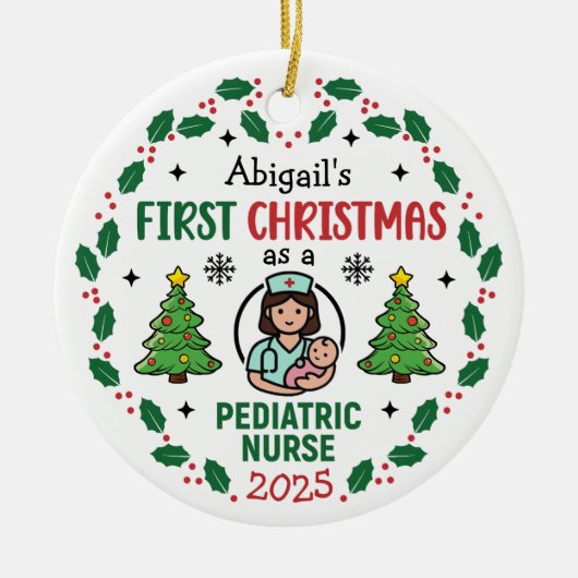 Décoration En Céramique Pediatric Nurse First Christmas Tree Personalized  (Devant)