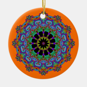 Décoration En Céramique Peinture à la main Mandala Horloge Face 24