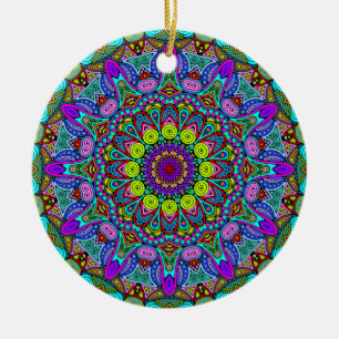Décoration En Céramique Peinture à la main Mandala Horloge Face 4