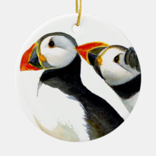 Décoration En Céramique Peinture à l'aquarelle d'Oiseau de Puffin