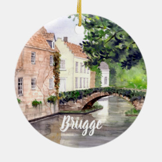 Décoration En Céramique Peinture aquarelle de Bruges par Farida Greenfield