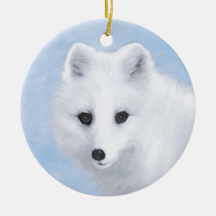 Décoration En Céramique Peinture Arctic Fox - Art original de la faune