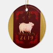 Décoration En Céramique Peinture Bambou Chinois Frame Pig Année 2019 Round (Gauche)