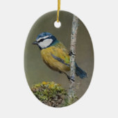 Décoration En Céramique Peinture Bleu Tit Oiseau Personnalisé Année Noël (Devant)