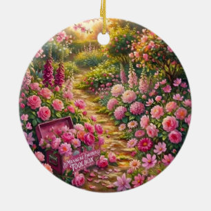 Décoration En Céramique Peinture de chemin de jardin fleuri rose rêveur