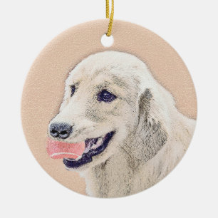 Décoration En Céramique Peinture de Chien Retriever Golden avec Balle de T