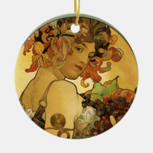 Décoration En Céramique Peinture de fruit d'Alphonse Mucha