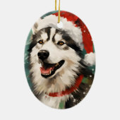 Décoration En Céramique Peinture de Noël Husky (Dos)