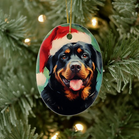 Décoration En Céramique Peinture de Noël Rottweiler (Arbre)