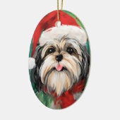Décoration En Céramique Peinture de Noël Shih Tzu (Gauche)