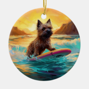 Décoration En Céramique Peinture de Surf sur Plage de Terrier Cairn