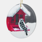 Décoration En Céramique Peinture Downy Woodpecker - Art original pour oise (Gauche)