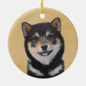 Décoration En Céramique Peinture Shiba Inu (Noir et Tan) - Art Chien (Dos)