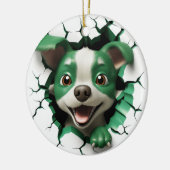 Décoration En Céramique Pékin de chien vert et blanc (Gauche)