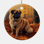 Décoration En Céramique Pekingese à l'automne Feuilles automne Inspire (Dos)