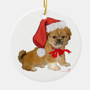 Décoration En Céramique Pékinois Noël