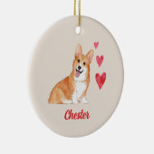 Décoration En Céramique Pembroke Welsh Corgi Nom personnalisé de l'animal (Droite)