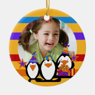 Décoration En Céramique Penguin Customisé photo Anniversaire Keepsaké