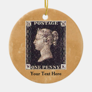 Décoration En Céramique Penny Black Postage Timbre