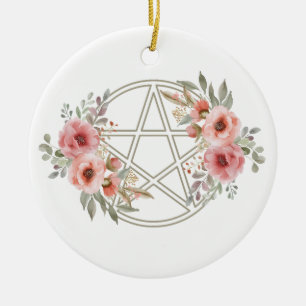 Décoration En Céramique Pentacle Floral Sage Discret