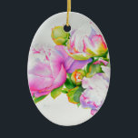 Décoration En Céramique Peonis, rose, blanc, aquarelle florale<br><div class="desc">Ce romantique tableau à fleurs rose et blanc de pivoine vous donne une impression d'élégance classique à l'ancienne ! Une belle aquarelle originale de H Cooper. L’image est personnalisable et transférable à 100’s de produits!</div>