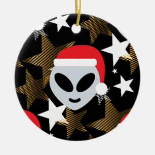 Décoration En Céramique père Noël alien emoji