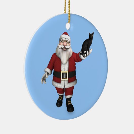 Décoration En Céramique Père Noël Avec Chat Noir (Droite)