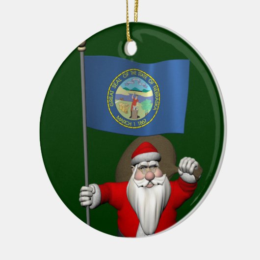 Décoration En Céramique Père Noël Avec Drapeau Du Nebraska (Gauche)
