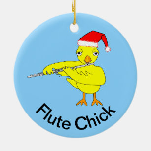 Décoration En Céramique Père Noël Casquette Flute Chick