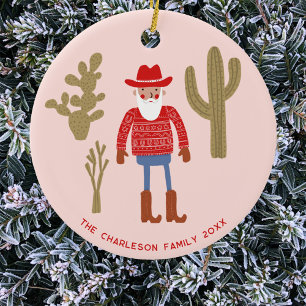 Décoration En Céramique Père Noël Cowboy Noël Texte personnalisé