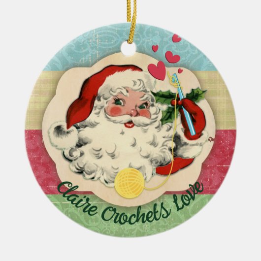 Décoration En Céramique Père Noël crochet crochet amour personnalisé Noël (Devant)