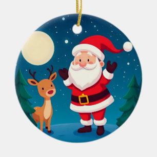 Décoration En Céramique Père Noël dans une scène hivernale magique