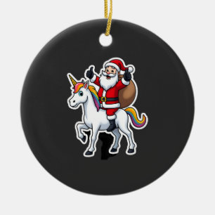 Décoration En Céramique Père Noël de Noël chevauchant une licorne - Filles