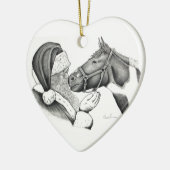 Décoration En Céramique Père Noël de Noël et Cheval Paint Pinto (Gauche)