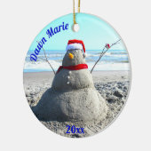 Décoration En Céramique Père Noël de plage personnalisée "Snowman" (Gauche)